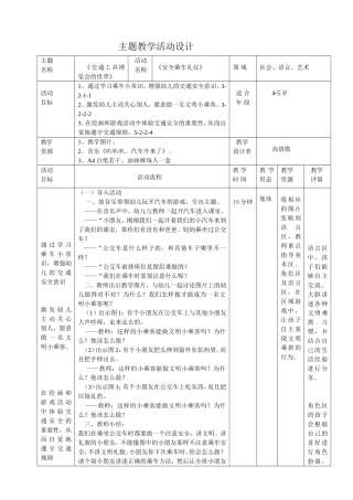 中四班主题活动设计《安全乘车礼仪》郑永梅