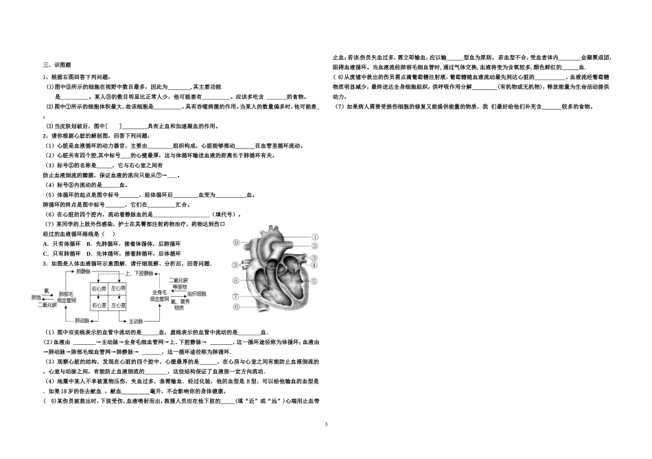 2015年第四章人体内物质的运输练习卷3_第3页