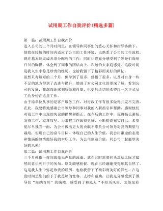 试用期工作自我评价(精选多篇) 