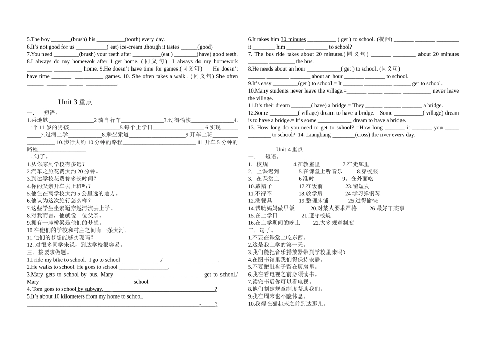 2012新版七年级英语下册单元重点_第2页