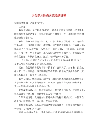 少先队大队委员竞选演讲稿 