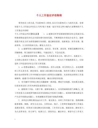个人工作鉴定评语集锦 