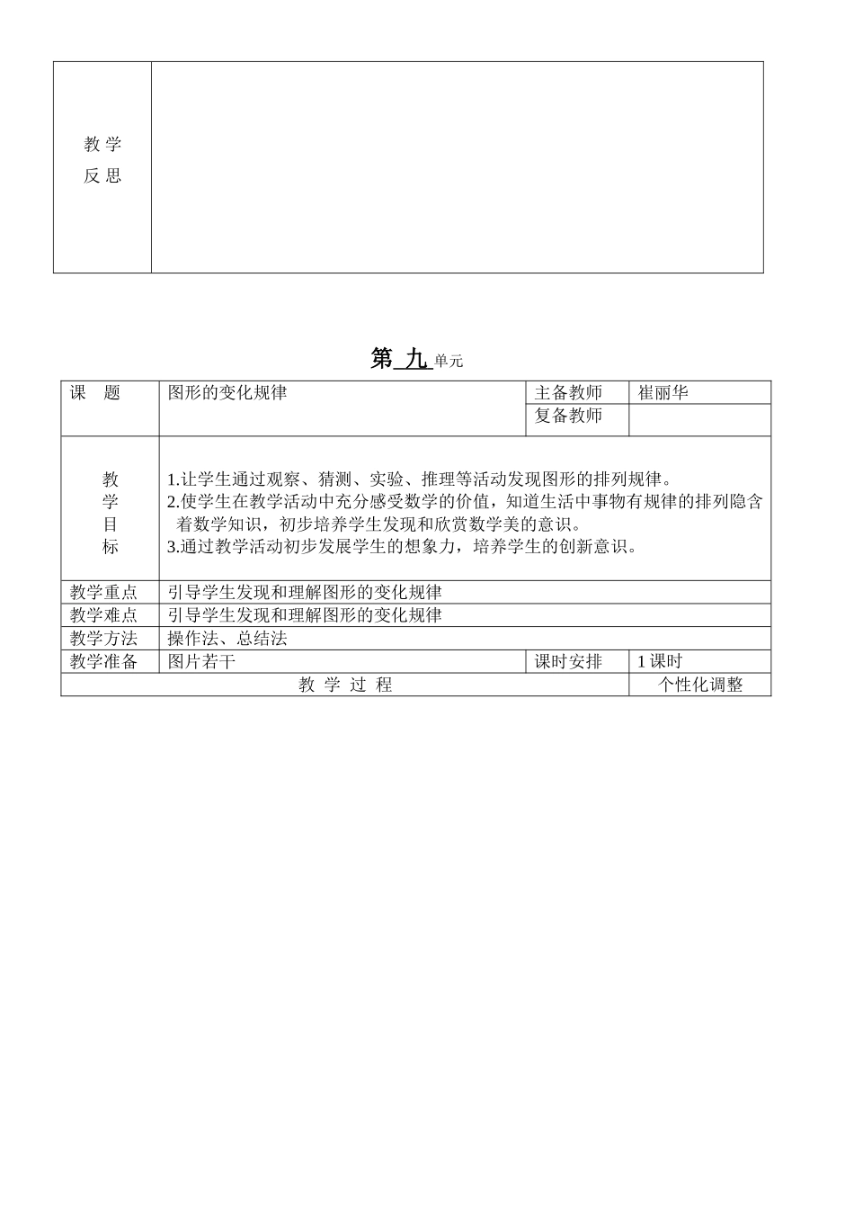 数学第九单元教学设计_第3页