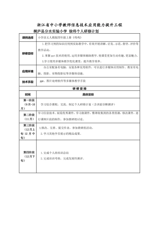 徐玮个人研修计划