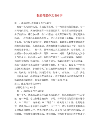 我的母亲作文500字2 