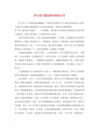 护士实习鉴定表内容怎么写 