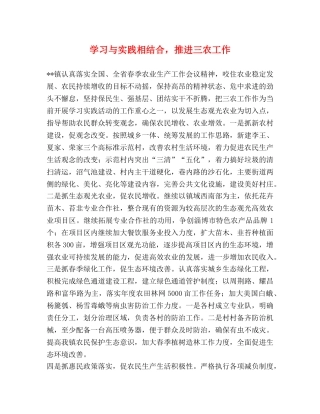 学习与实践相结合，推进三农工作 
