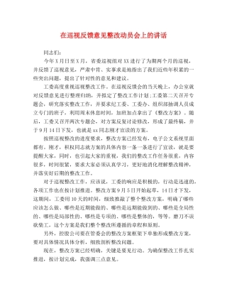 在巡视反馈意见整改动员会上的讲话 