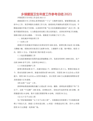 乡镇爱国卫生年度工作参考总结2024 