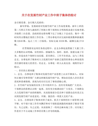 关于在发展竹材产业工作中班子集体的检讨 