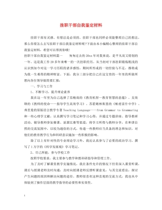 挂职干部自我鉴定材料 