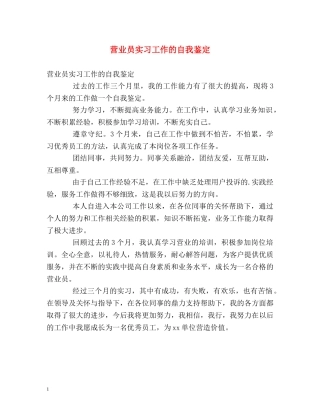 营业员实习工作的自我鉴定 