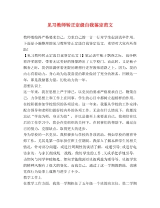 见习教师转正定级自我鉴定范文 