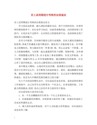 员工试用期进行考核的自我鉴定 