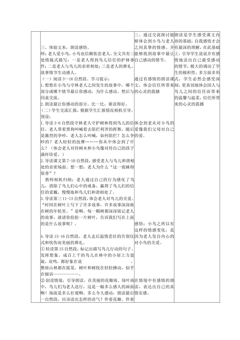 三年级(下)《小鸟和守林老人》教学设计_第2页