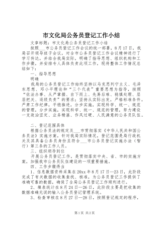 市文化局公务员登记工作小结 