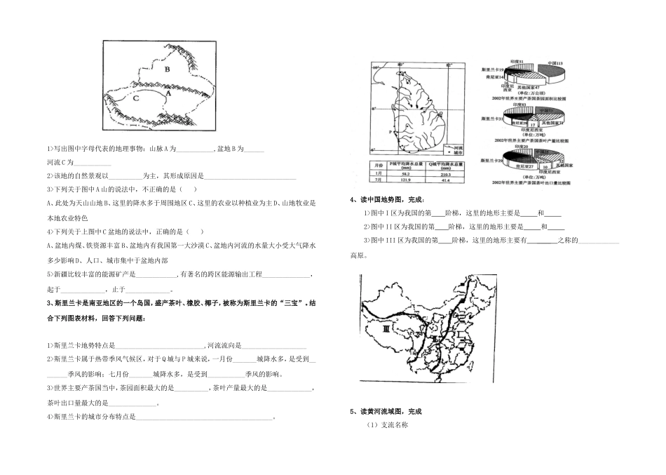 2010年中考地理：中考读图训练题(无答案)人教版_第3页