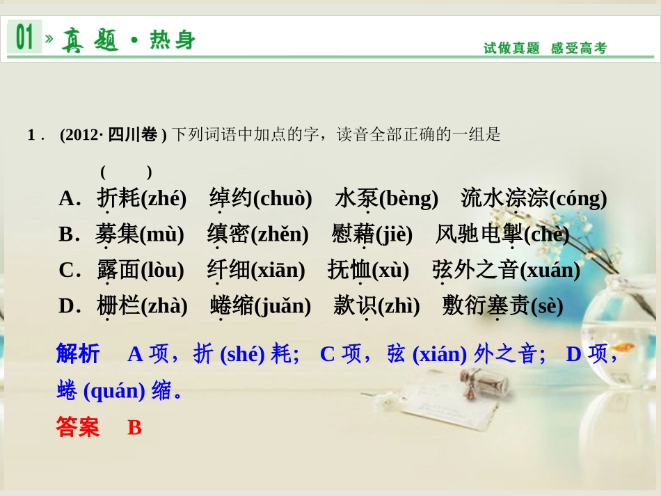 (湖南专用)2014高考语文一轮复习-第一部分-第一单元-识记现代汉语普通话常用字的字音_第3页