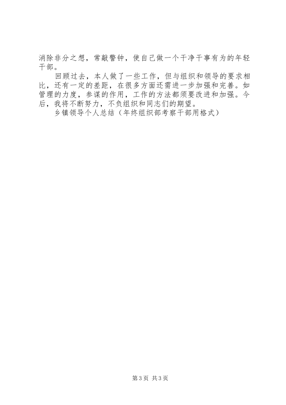乡镇领导个人总结（年终组织部考察干部用格式） _第3页