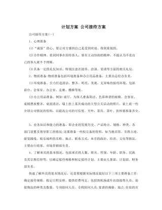 计划方案公司接待方案