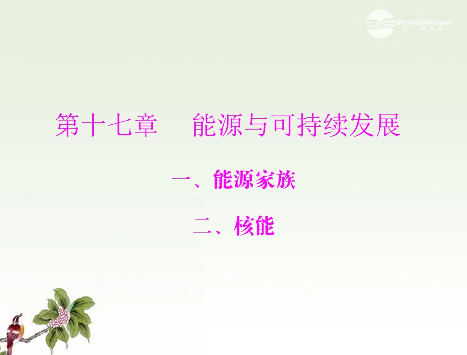 九年级物理-第十七章-能源与可持续发展-一、能源家族-二、核能课件-人教新课标版_第1页