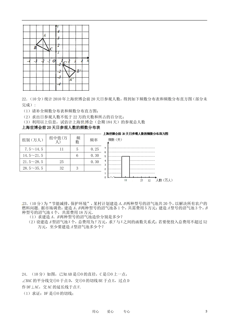 福建省建瓯市徐墩中学(11校)2012届九年级数学下学期第一次联考试题(无答案)-人教新课标版_第3页