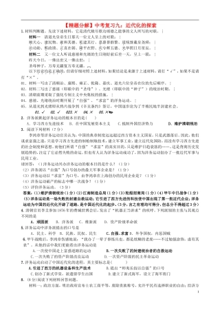 【精题分解】中考历史复习九-近代化的探索