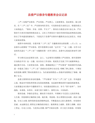 县委严以修身专题教育会议记录 