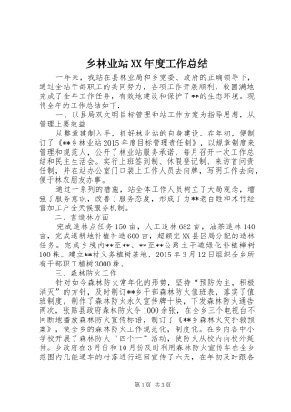 乡林业站XX年度工作总结 