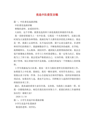 竞选中队委发言稿 