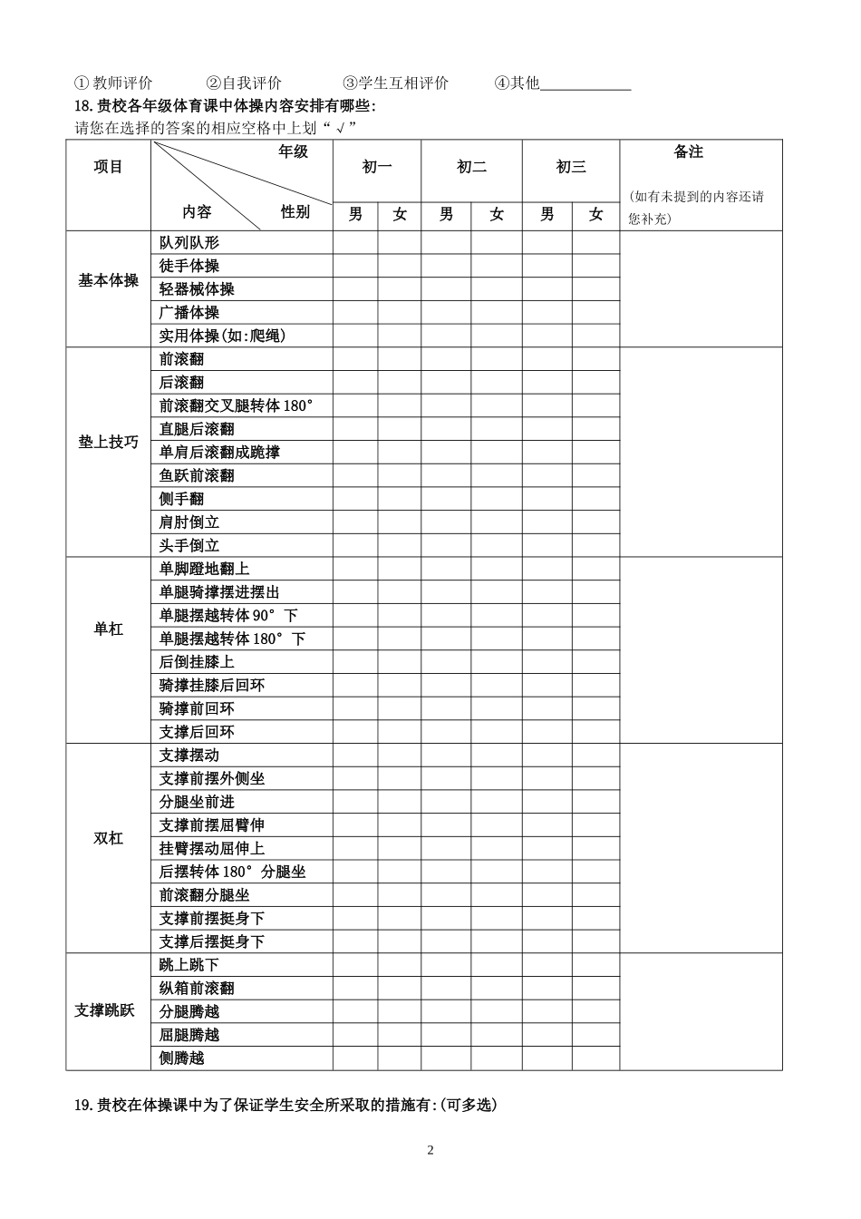 北京初中体操课开展情况问卷调查表(1)(1)_第2页