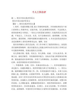 个人工作自评 