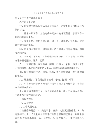 公司员工工作守则经典(精选5)