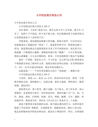 小升初自我介绍怎么写 