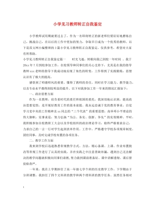 小学见习教师转正自我鉴定 