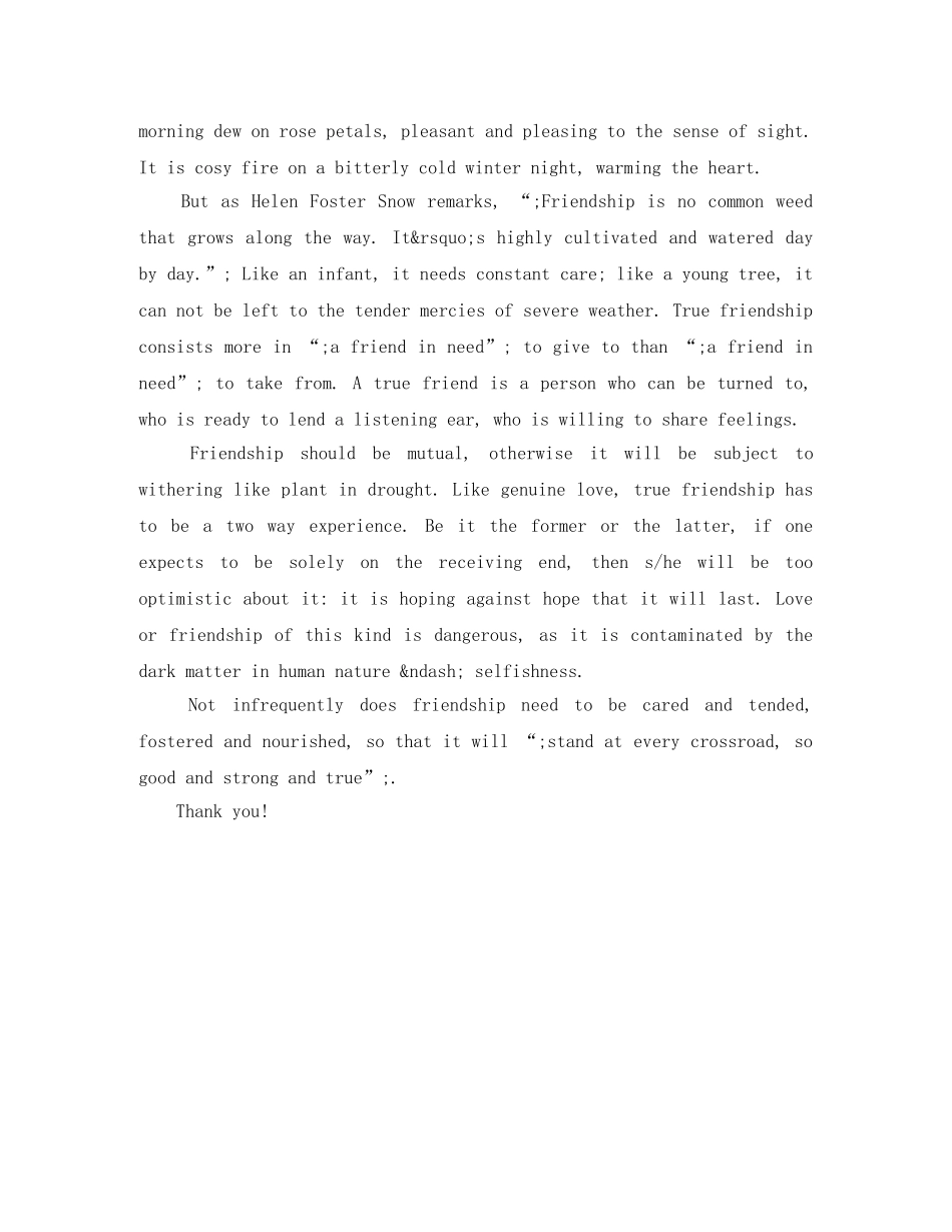 关于友情的3分钟英语演讲稿 _第3页