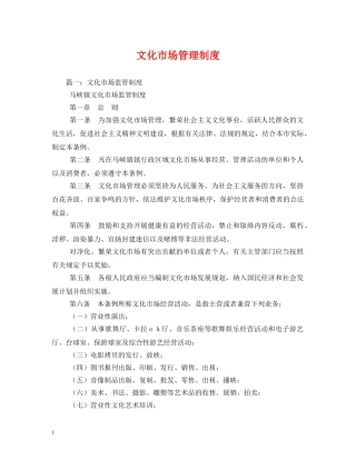 文化市场管理制度 