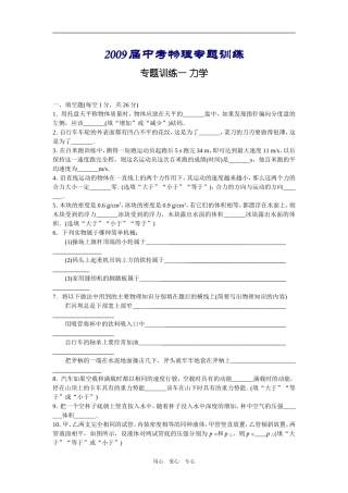 2009年九年级物理总复习专项训练