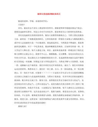 副班长竞选演讲稿经典范文 