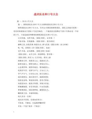 战术队名和口号大全 