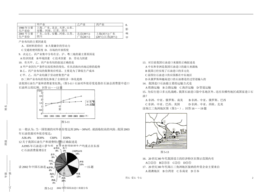 吉林省怀德一中高中地理-第五章-区际联系与区域协调发展单元测验练习(15)草药新人教版必修3_第2页