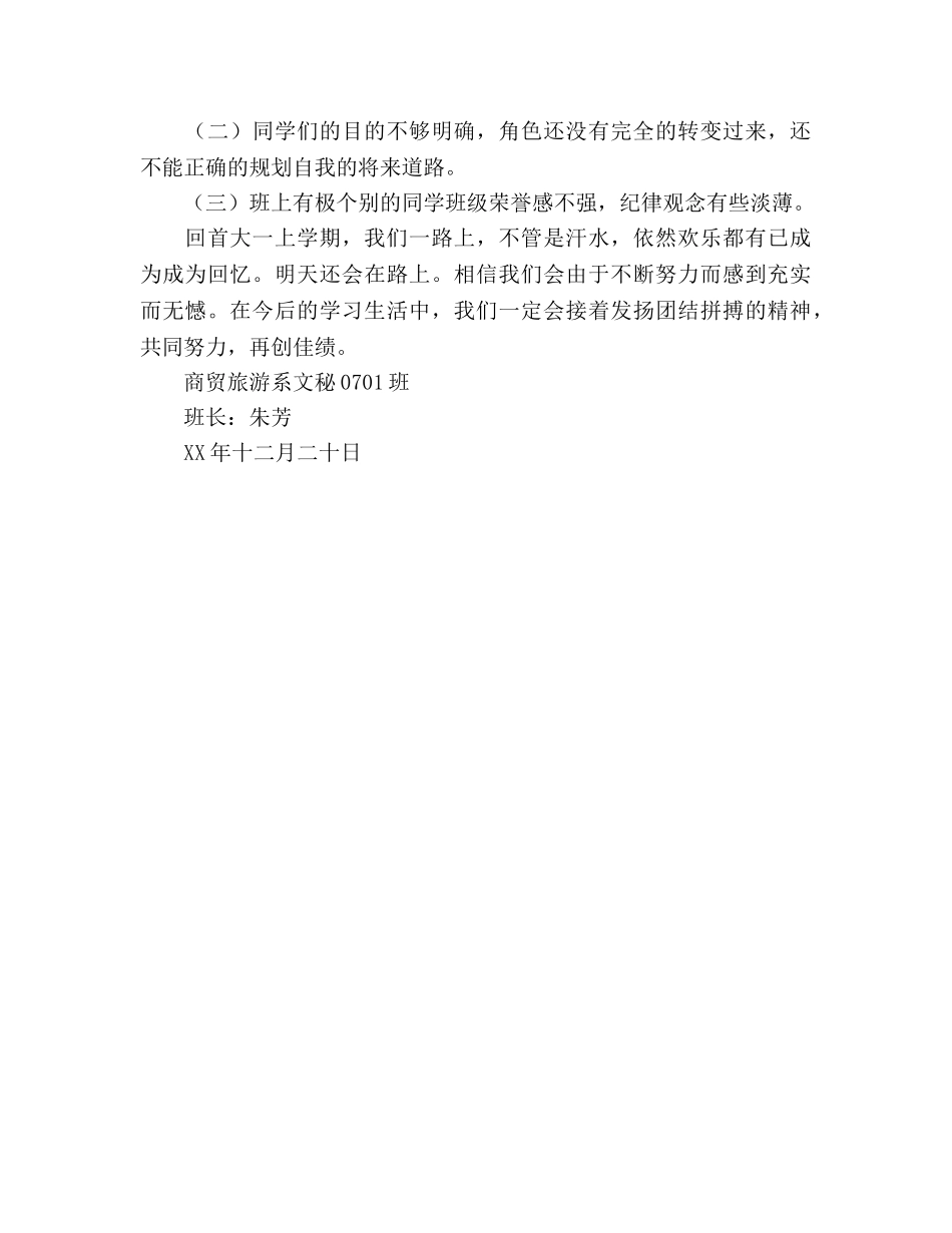 商贸旅游系文秘班级工作参考总结（通用） _第3页