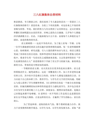 三八红旗集体自荐材料 