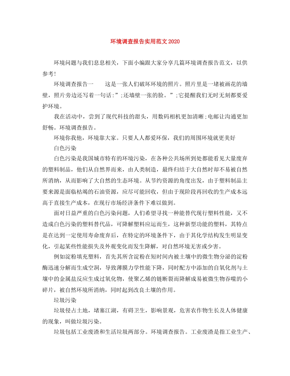 环境调查报告实用范文2024 _第1页