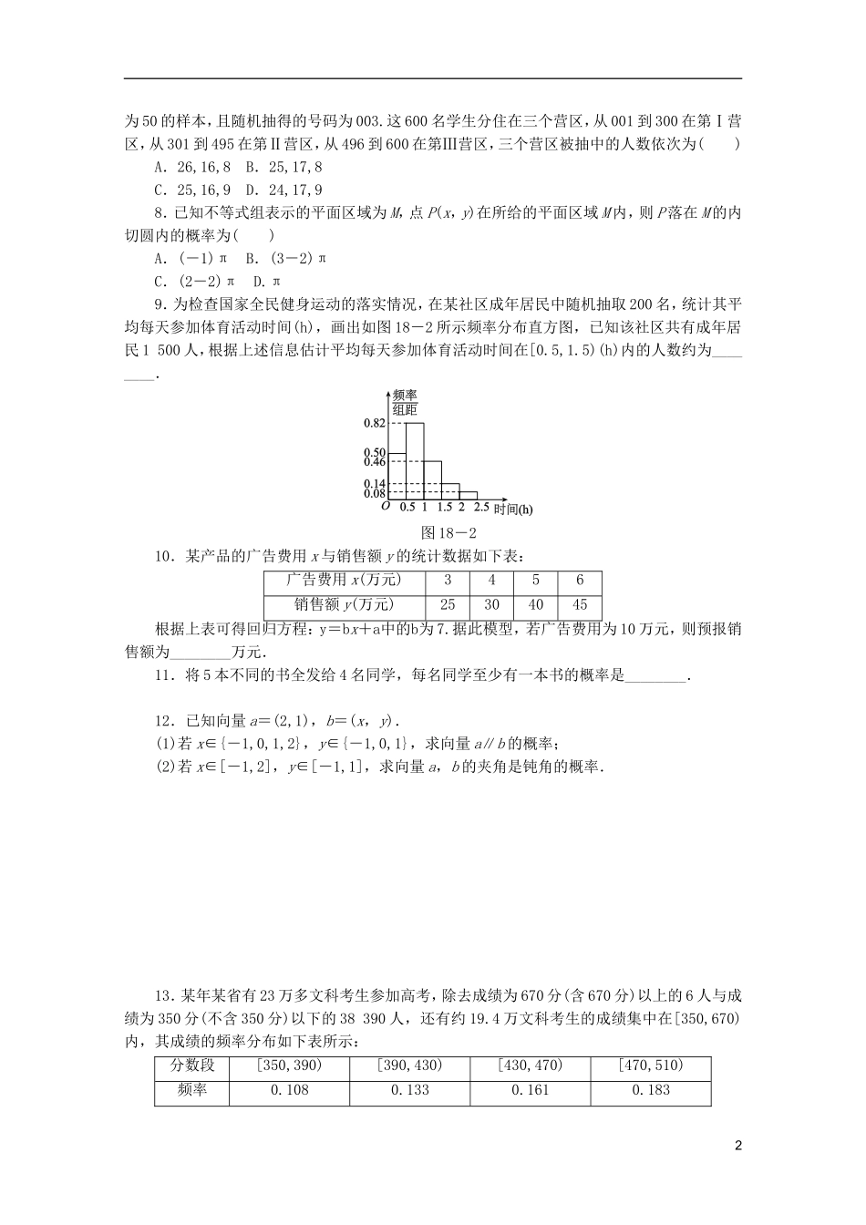 (课程标准卷地区专用)2013高考数学二轮复习-专题限时集训(十八)概率与统计配套作业-理(解析版)_第2页