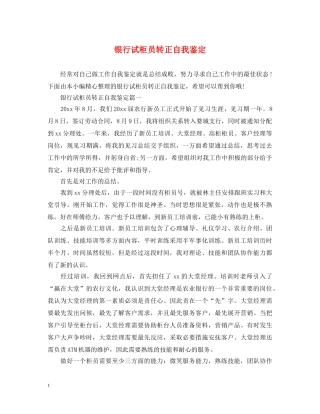 银行试柜员转正自我鉴定 