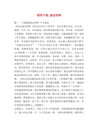 领导干部,鉴定材料 