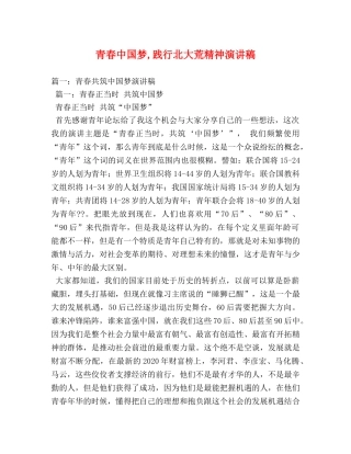 青春中国梦,践行北大荒精神演讲稿 
