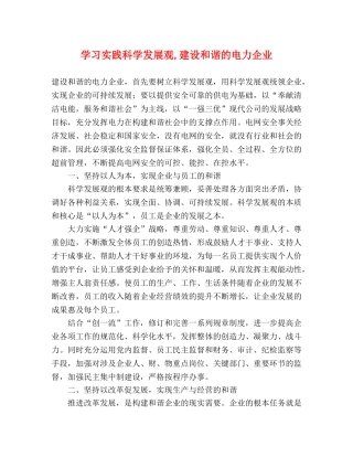 学习实践科学发展观,建设和谐的电力企业 