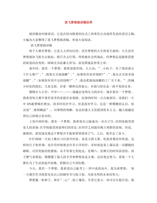 放飞梦想演讲稿优秀 